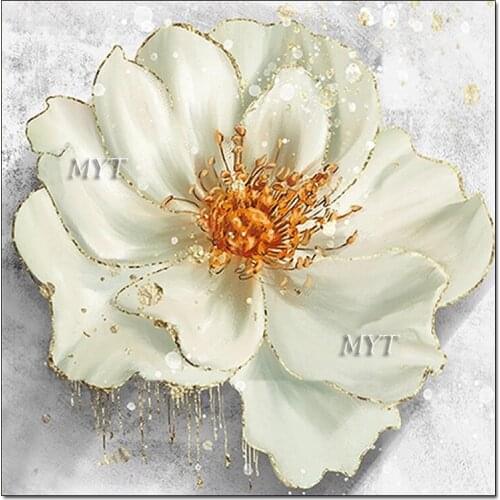 Pure Handmade New Golden Flowers Oil Painting Canvas Floral Picture Art Wall Hangings Textured Canvas Art Competitive Goods