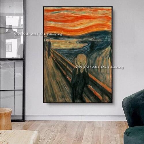 Edvard Munch Scream Classic Abstract Oil Painting on Canvas Art Handpainted Wall Picture for Living Room Cuadros Decor