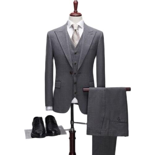 [Jacket+Vest+Pants] Boutique fashion mens fashion casual suits, high-end social formal wear 3-piece suit, groom wedding