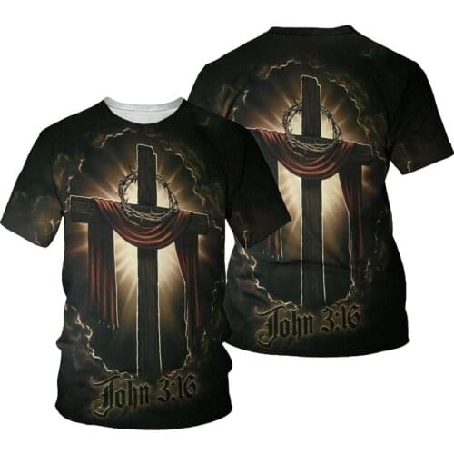 Summer Jesus Idol 3D printing mens short-sleeved T-shirt casual all-match oversized mens street casual shirt for men