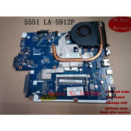For ACER 5551 Main board AS5551 5552G NEW75 LA-5912P Heatsink instead LA-5911P Placa Motherboard
