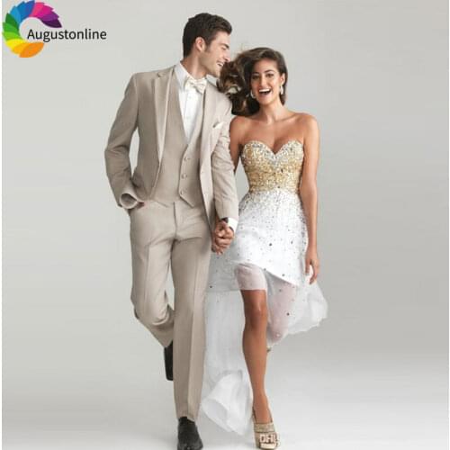 Custom Made Khaki Men Suits Slim Fit Groom Tuxedos Best Man Blazer Terno Masculino Costume Homme 3 Pieces Jacket Pants Vest