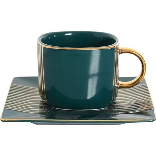 European luxury Ceramic Coffee Mugs Office Ceramic Tea Cup & Saucer Sets 220ml Retro Restaurant Cafe Mug Cafe Party Drinkware