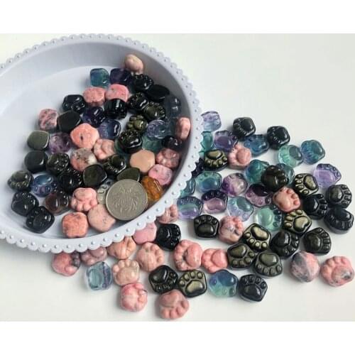 Natural stone quartz mineral crystals carved Cat paw healing gemstone decoracion hogar