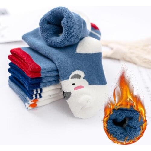 5 Pairs/Lot Winter Plus Cotton Thicken Kids Socks Thermal Warm Sock Children Toddler Baby Girls Boys Floor Socks For 1-10 Years