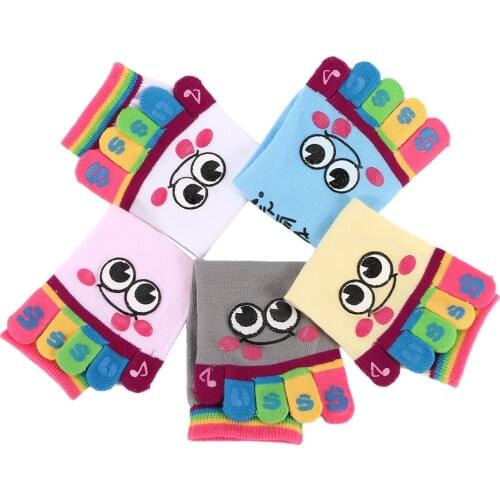 Funny Kawaii Cartoon Five Fingers Socks for Women Cotton Smiley Face Happy Crew Sock Female Girls Student Toe Socks No Heel Sox