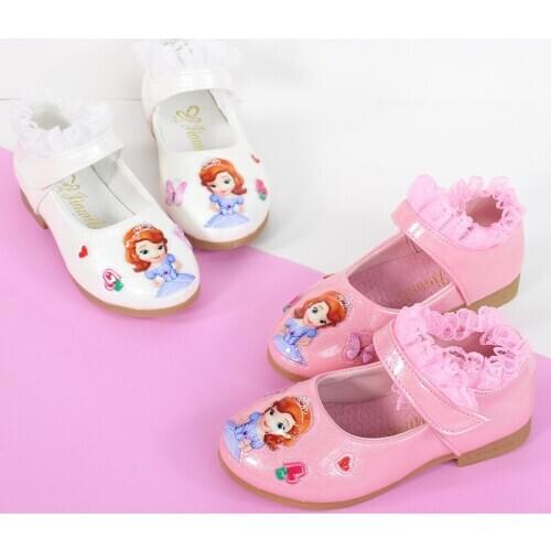 Disney new girls casual shoes cartoon Frozen Princess Sophia shoes baby girls small leather shoes