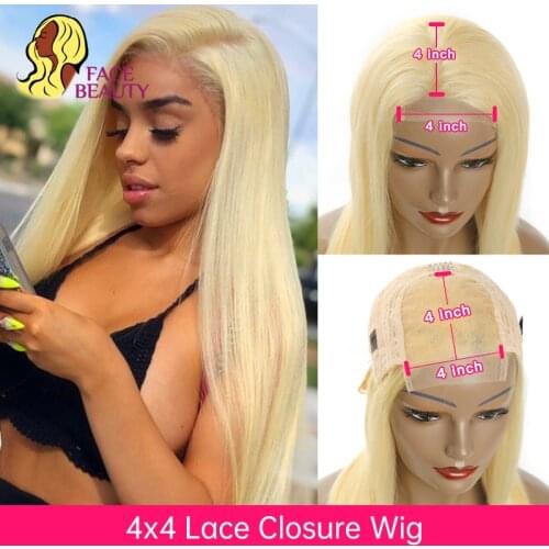 4x4 Closure Wig Human Hair Wigs For Black Women Glueless Brazilian Blonde 613 Lace Closure Wig Remy 150 Straight Hair 28 30 Inch