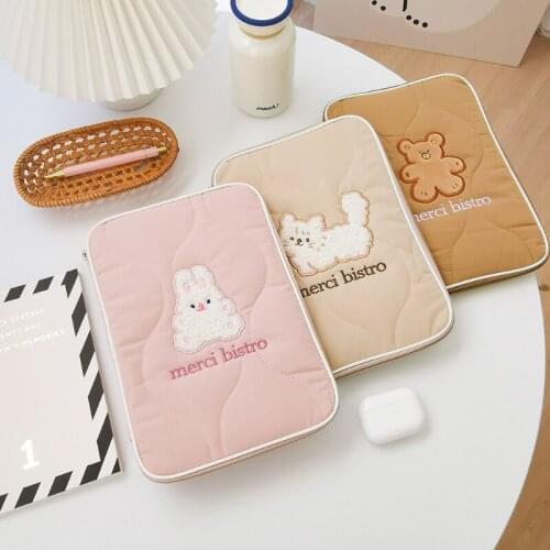 Embroidery Plush Laptop Sleeve Case Cover Computer Bag For Macbook Laptop Bag Pro Air Case 11inch Tablet Liner Sleeve Pouch New