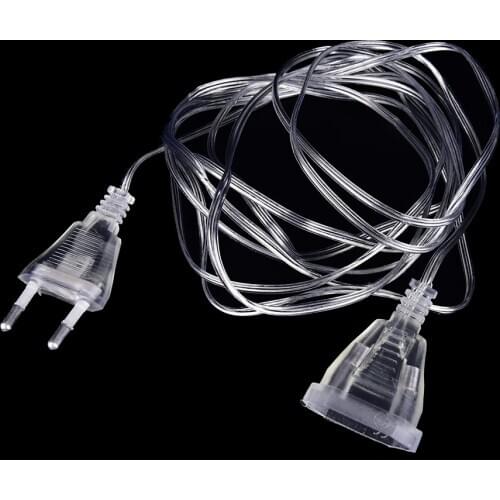 3M Extender Transparent Wire EU/US plug with on/off Switch for LED String Christmas Lights Home Garland Party Decoration