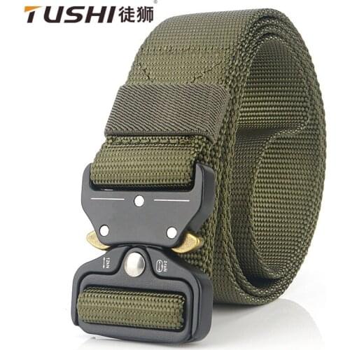 2021 Hot Sell Tactical Men Belt 125cm*3.8cm Elastic Nylon Weave Waistband Metal Quick Release Buckle Girdle for Male Daily Match