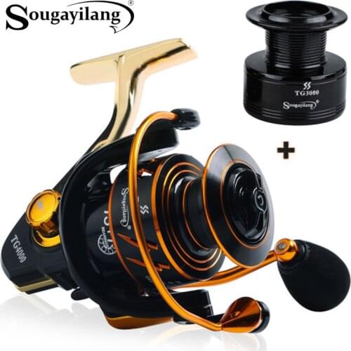 Sougayilang Fishing Reel 13 +1BB 5.0:1 Gear Ratio Strong Braking System Spinning Reels with Free Spare Spool Max Drag: 5-8KG