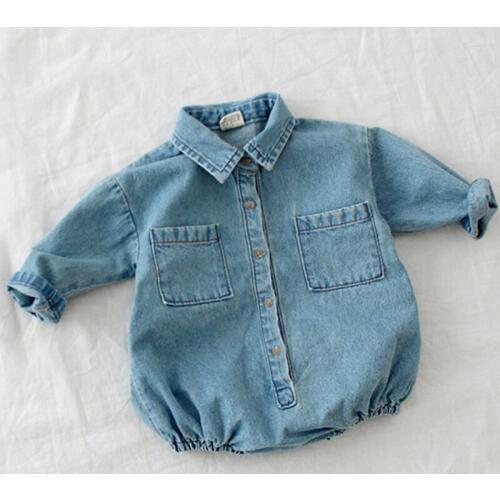 Spring Autumn Comfortable Denim Baby Rompers Newborn Baby Clothes For Girls Long Sleeve Baby Jumpsuit Baby Clothing Kids Outfit