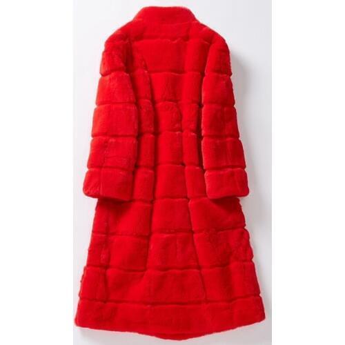 Womens Real Fur Coat Fashion Natural Full Belt Rex Rabbit Fur Coat Female Warm Winter Jacket Women Stand Collar PT18208