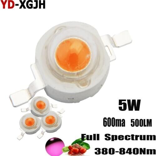 High Power LED Chip Full Spectrum 1W 3W 5W 380-840nm 5W 45x45mil Epistar 6-7v 80> for DIY Light Plant Grow