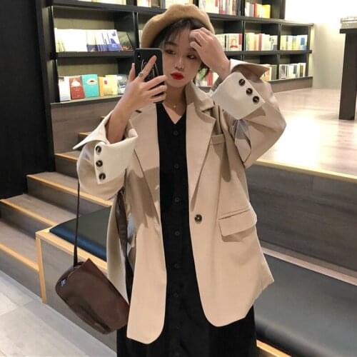 JA0029 Leisure Loose Suit Jacket Office Lady Casual New Solid Single Button Autumn Winter Blazer With Pockets костюм женский