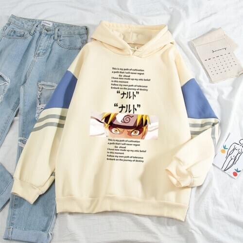 Naruto New Patchwork Hoodies Women Hooded Fashion Sweatshirt Sasuke Kakashi Autumn Winter Cartoon Naruto Clothes Harajuku Tops