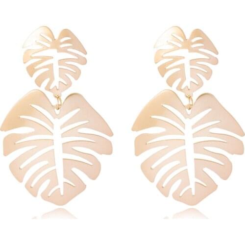 Street Shot New Stud Earrings Popular Leaf Earrings Smooth Dangle Earrings Women Creative Earrings