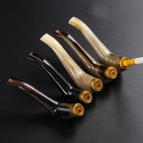 High Quality Smoking Tobacco Pipe ox horn pipe Yak horn Pipes Best Gift for Friend 8mm Coarse smoke