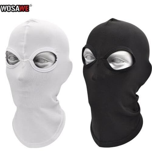 WOSAWE Motorcycle Balaclava Full Face Cover Mask Breathable Three 2 Hole CS Motocross Helmets Beanie Face Masks Black White