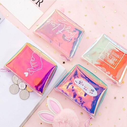 Women Transparent Coin Purse Small Wallet Female Change Purses Mini Childrens Pocket Wallets Key Card Holder PVC Handbags
