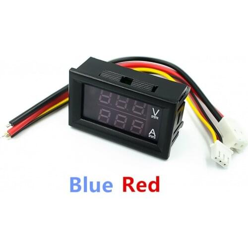 DC 0-100V 10A Digital Voltmeter Ammeter Dual Display Voltage Detector Current Meter Panel Amp Volt Gauge 0.28" Red Blue LED
