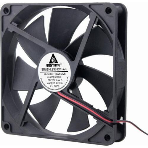 1 Piece Gdstime 140mm x 25mm DC 12V Brushless PC Computer Case Cooling Fan 14cm 14025s 2Pin Big Radiator Cooler 140mm*140mm*25mm