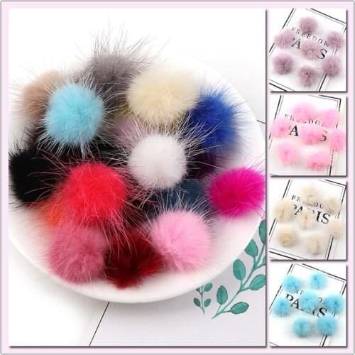 10pcs 3cm DIY Pompon Mink Pompoms Faux Fur Balls For Sewing On Knitted Keychain Scarf Shoes Clothes Hats DIY Jewelry Accessory
