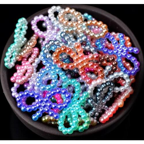 100p 10x18mm bow Mermaid Half Round Flatback ABS Pearl rhinestones Scrapbook Decoration DIY shoes phone headdress Jewelry making