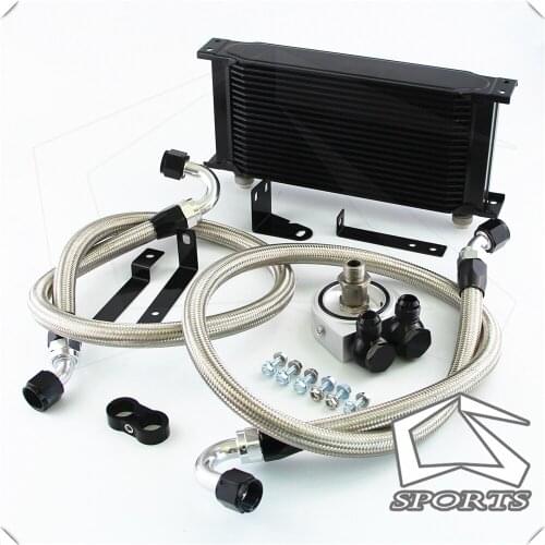 19 Row Bolt On Oil Cooler W/ Silver Oil lines Adapter Kit fits for honda S2000 00-09