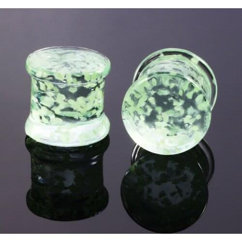 2Pcs Luminous Glass Ear Flesh Tunnel Plugs and Gauges Fashion Body Piercing Punk Jewelry Ear Expander Size 5-14mm