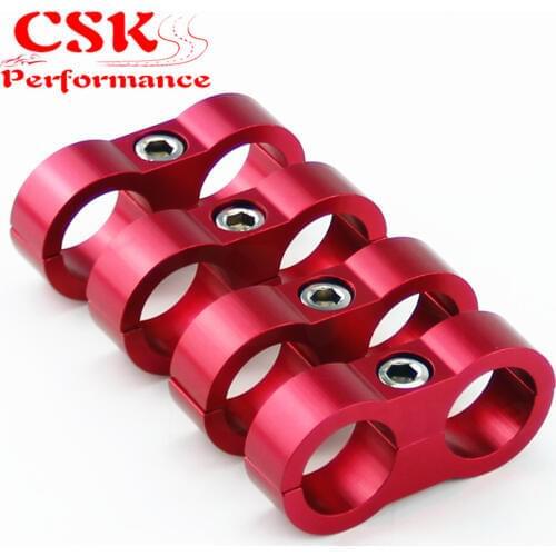 4pcs AN -10 AN10 19MM Braided Hose Separator Clamp Fitting Adapter Bracket red