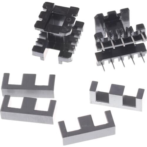 5Sets PC40 Ferrite Core Vertical 10 Ferrite Halves + 5 Bobbin EE25 5+5pin Transformer Bobbin
