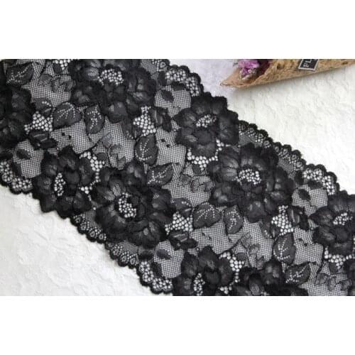 5 Yards 18CM Width Black Lace Trim Elastic Lace Sewing Craft DIY Dress Decoration