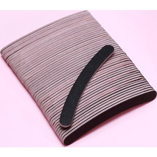 50pcs=1lot Nail Black File Half-Moon-Shape 2-Side 100/180 File Buffer Polish Pedicure Manicure Tools Nail Art Buffer Files x1lot