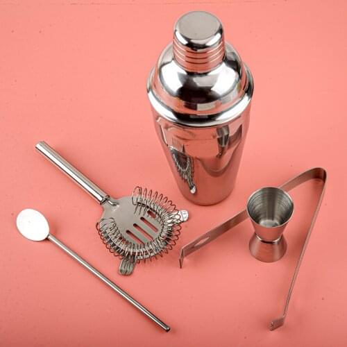 550ML Silver Stainless Steel Cocktail Shaker Mixer Drink Bartender Tools Bar Kit Party