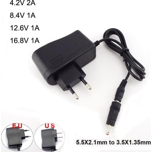 Power Supply DC Plug 5.5*2.5mm 3.5*1.35mm Adapter 18650 Lithium Battery Charger AC 100-240V DC 8.4V 12.6V 16.8V 1A 4.2V 2A U26