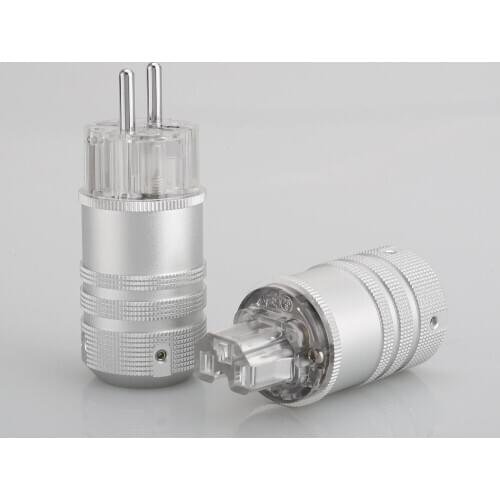 Audiocrast Euro Schuko 2 Pin Plug Audio Grade Schuko Power Plug Rhodium Plated For DIY Power Cord Extension Poower Cable HIFI