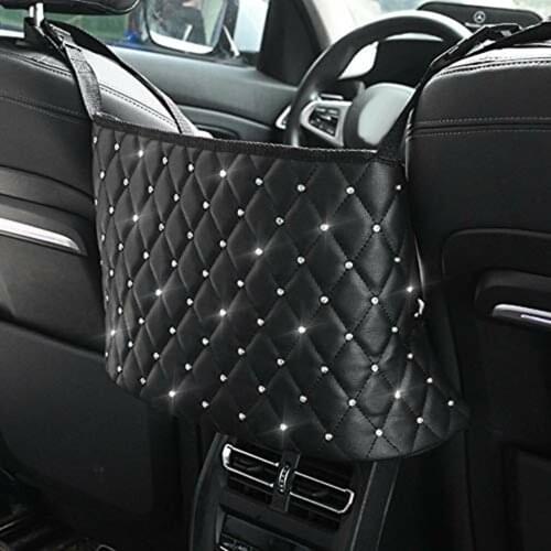 Car Handbag Holder Luxury Leather Seat Back Organizer Mesh Large Capacity Bag Automotive Goods Storage Pocket Seat Crevice Net