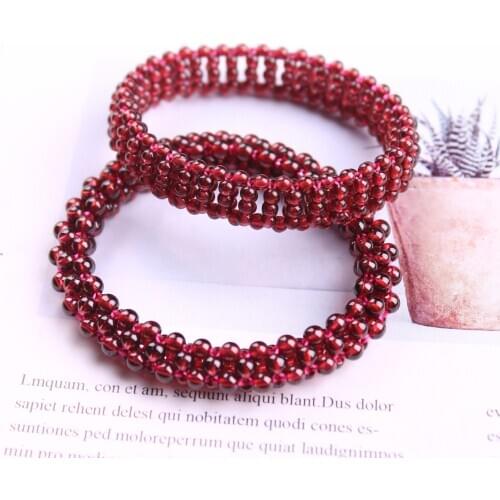 Genuine Natural Wine Red Garnet Round Beads Bracelet Bangle 12mm Fashion Stone Women Men Healing Garnet Jewelry Gemstone AAAAA