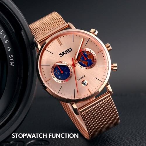 Fashion Mens Watches Top Brand SKMEI Quartz Wrist Watch Date Stopwatch Bracelet Business Mens Clock 30M Waterproof Reloj