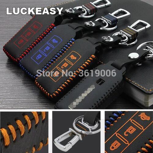 LUCKEASY High Quality Leather Remote Key Case Cover Holder For Mitsubishi ASX Pajero