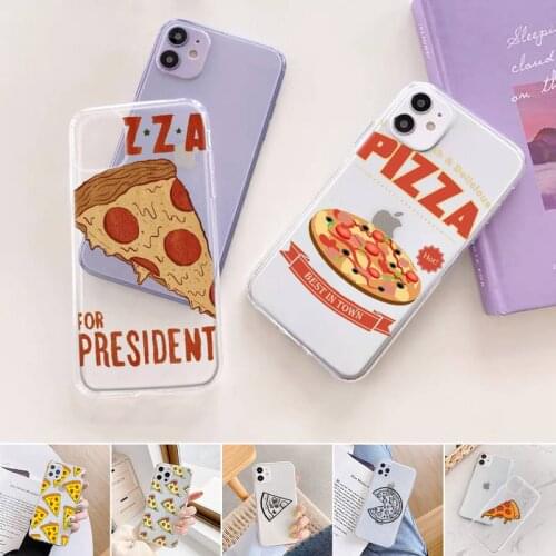 Funny design food cartoon pizza Phone Case For iphone 12 11 mini x xs xr pro max 8 7 6s 6 5 5s 5c se plus Transparent soft