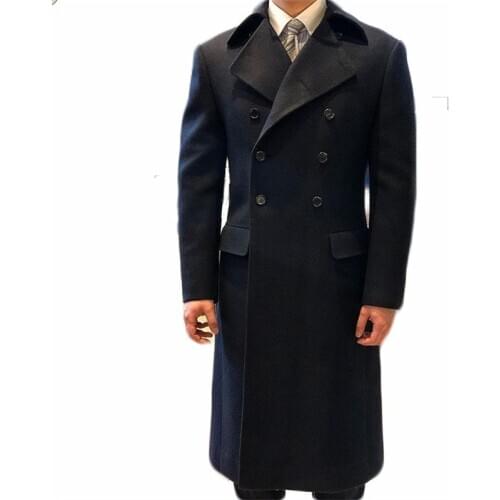 Formal Winter Wool Men Suits Thick High Quality Custom Made Man Coat Double Breasted Large Lapel Formal Business Coat
