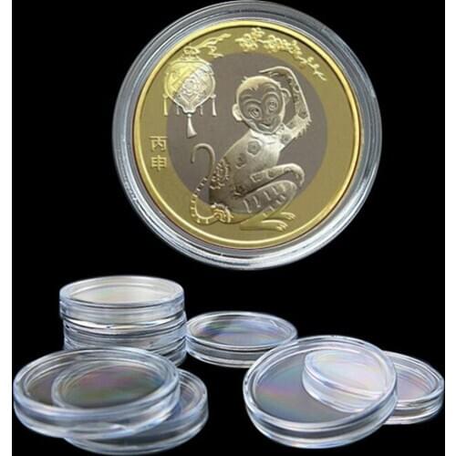 10PCS 35mm Applied Clear Round Cases Coin Display Plastic Storage Capsules Holder Round Boxed Lighthouse Craft Organizer