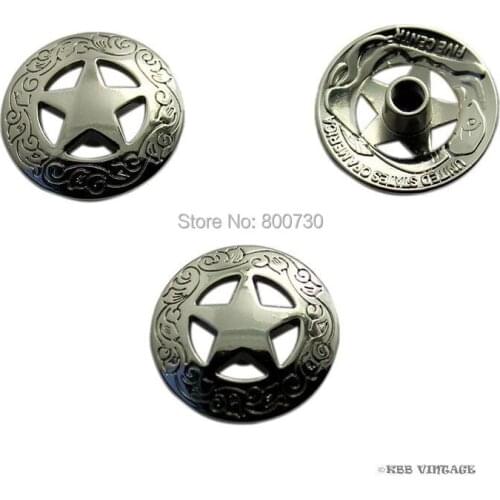 KB201) Daily deal 50pc 3/4'' Silver Metal Concho Western Texas Star Concho Leathercraft