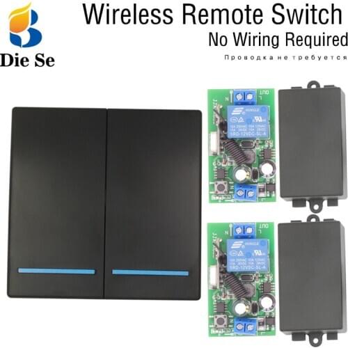 Bulb Controller Wireless Remote Switch AC 85V~250V 2200W 2CH for Light/ LED/ Lamp/ Bulb/Door 433Mhz Switch No wiring required