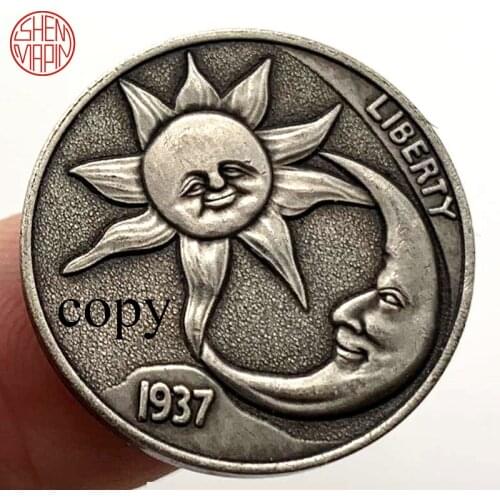 Sun Moon God 1937 Copy Coin Skeleton Bull Copper Coins