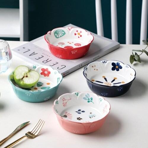 Japanese-style underglaze creative ceramic fruit salad bowl home breakfast ramen bowl oatmeal cute dessert bowls
