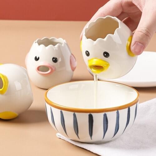 Creative Cartoon Egg White Separator Kitchen Cooking Tools Ceramic Chick Egg Yolk White Separator Tools Easy Clean